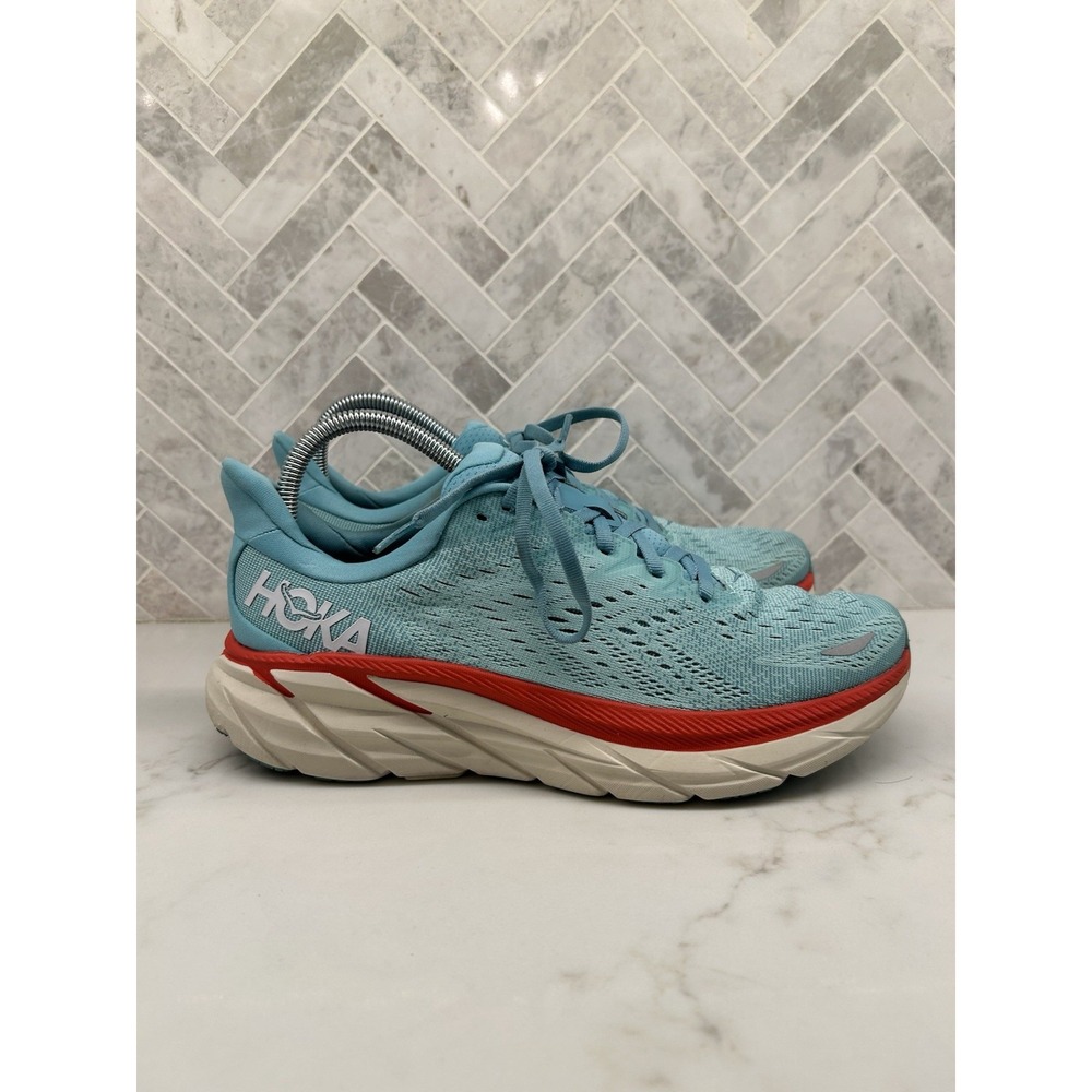 Hoka One One Clifton 8 Running Sneakers Shoes Aquarelle Aqua Blue Womens 9 9B